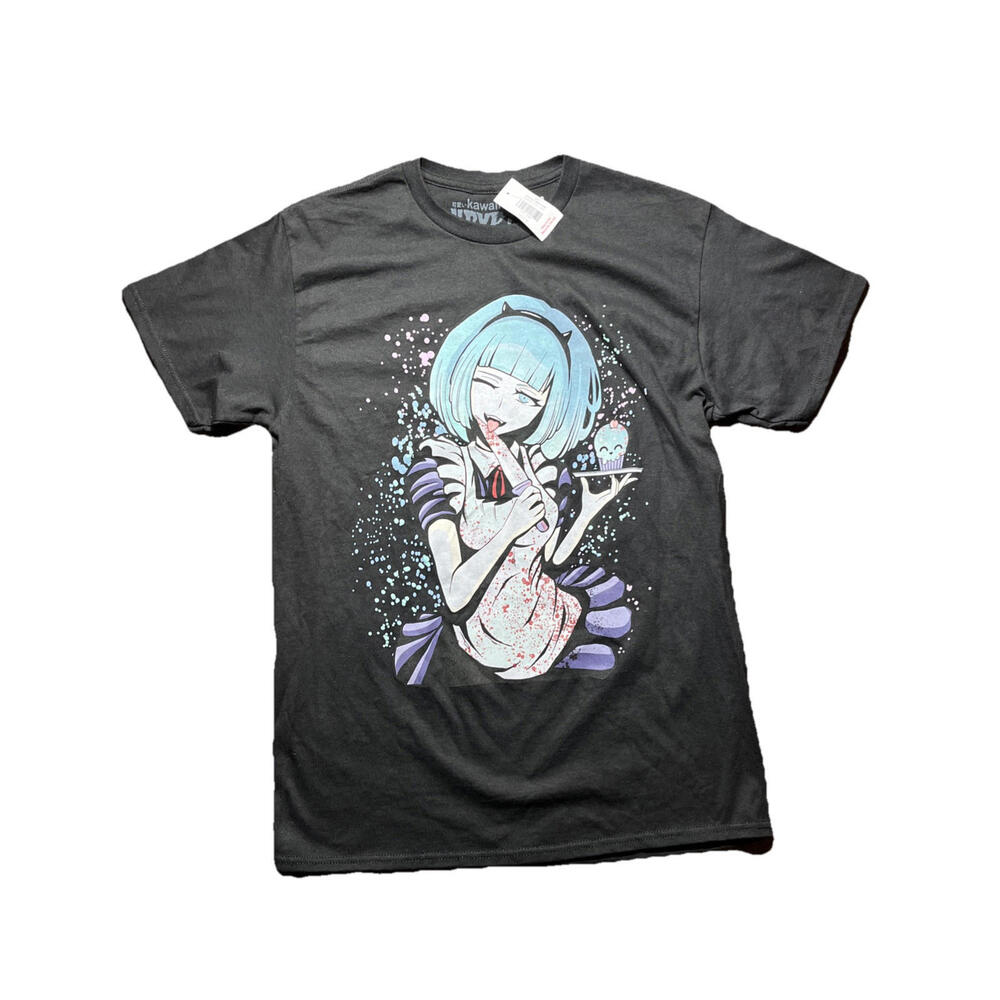 Adult Size Med ShirtKawaii Krypt Black Short Sleeve Manga Horror